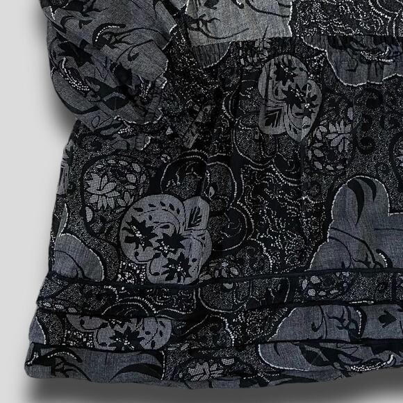 VINTAGE LS EMPIRE WAIST ICE ROSE FLORAL DETAIL BLACK GRAY SIZE LARGE - Picture 5 of 9